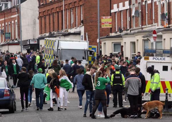 Revellers in the Holylands, south Belfast, on St Patricks Day in 2017