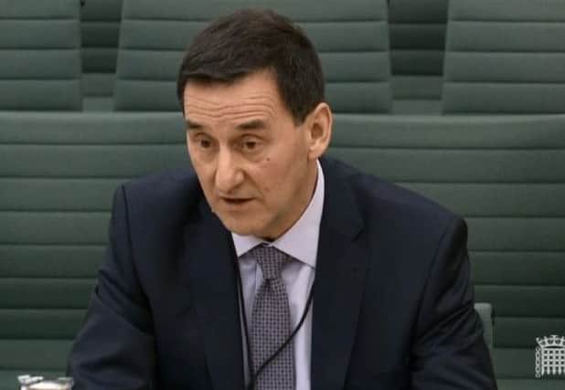 Derek Baker, permanent secretary of the Department of Education, giving evidence to the NI Affairs Committee in Westminster. Pic: parliamentlive.tv