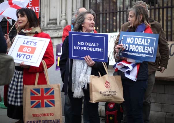 Pro-Brexit protesters in Westminster, London. PRESS ASSOCIATION Photo. Picture date: Wednesday March 13, 2019. See PA story POLITICS Brexit. Photo credit should read: Yui Mok/PA Wire