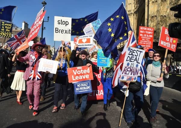 Pro-Brexit and anti-Brexit demonstrators at Westminster, London. Pic by: Kirsty O'Connor/PA Wire