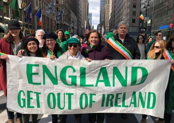 Mary Lou McDonald during the St Patrick's Day march in New York