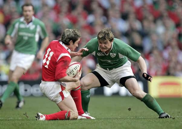 2005 - Wales v Ireland, Cardiff: 
Ireland's Brian O'Driscoll with Shane Williams of Wales