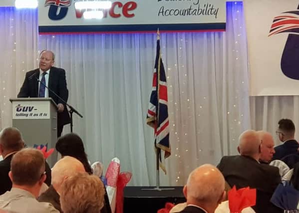 TUV leader Jim Allister told the audience in Cookstowns Royal Hotel that the backstop was  a matter of sovereignty