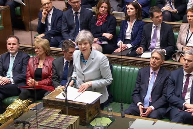 Prime Minister Theresa May makes a statement on Brexit to the House of Commons yesterday. "Her position is highly precarious" Photo: Commons/PA Wire