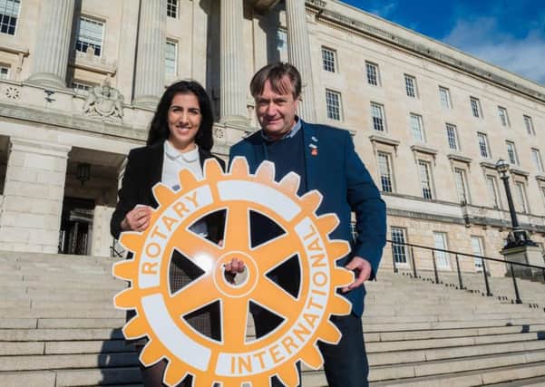 Sherya Simran Ghaie from Coleraine took part in Rotary Ireland's Youth Leadership Development Competition which saw her win the experience of a lifetime where she travelled to Strasbourg along with 24 of her peers from across Ireland and over 600 students from the rest of Europe to debate on the issues of today at the EU Parliament. Shreya is pictured with William Cross, Incoming District Governor for Rotary Ireland, For further information please visit www.Rotary.ie