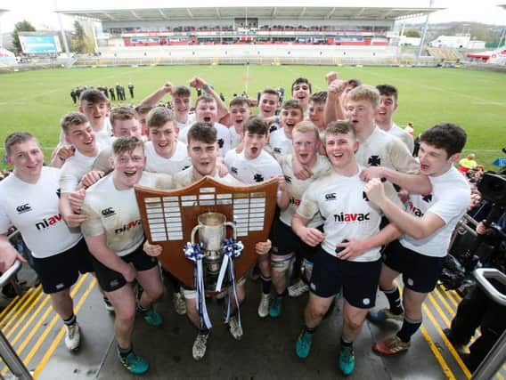 Celebration time for the new Danske Bank Ulster Schools' Cup champions, Methodist College, Belfast