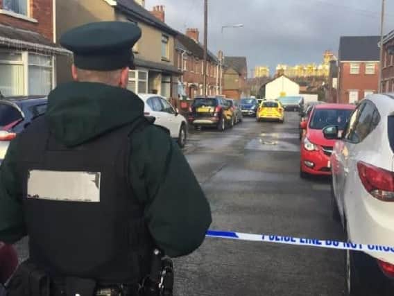 Police at the scene in east Belfast where Reece Leeman died from stab wounds