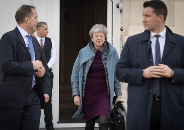 Prime Minister Theresa May leaves the British Residence in Brussels to return to the UK without attending the second day of the EU Council Summit on Friday March 22, 2019. Photo: Stefan Rousseau/PA Wire