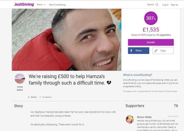 Fundraising page for the family of Hamza Can