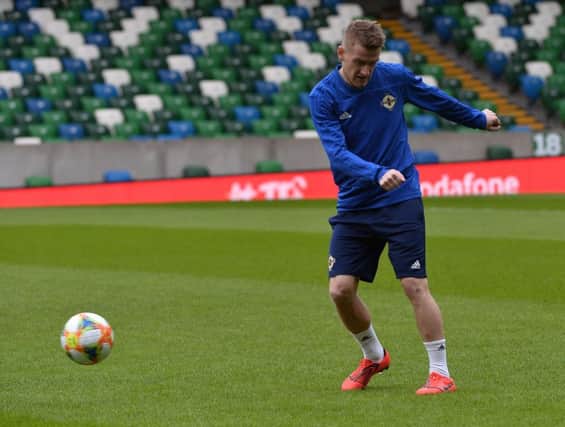 Northern Ireland's Steven Davis pictured during an open training session,  ahead of Northern Irelands UEFA EURO 2020 qualifying matches against Estonia and Belarus at the National Football Stadium at Windsor Park.
Photo Colm Lenaghan/Pacemaker Press