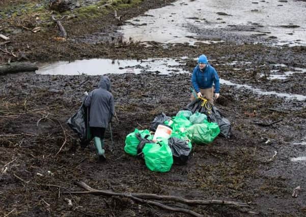 Members of the club during the litter pick at the River Faughan