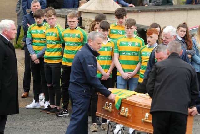A guard of honour at the funeral of 16-year-old Connor Currie at St Malachy's Church in Edendork, Co. Tyrone. Photo: 

Picture by Jonathan Porter/PressEye.com