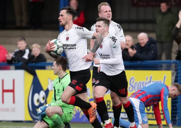 Crusaders battled back from 2-0 down to secure a point against Ards. Pic by Pacemaker.