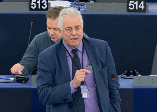 Jim Nicholson speaking in the plenary session at the European Parliament in Strasbourg on Wednesday March 27 2019, perhaps the last time UK MEPs will speak in the chamber