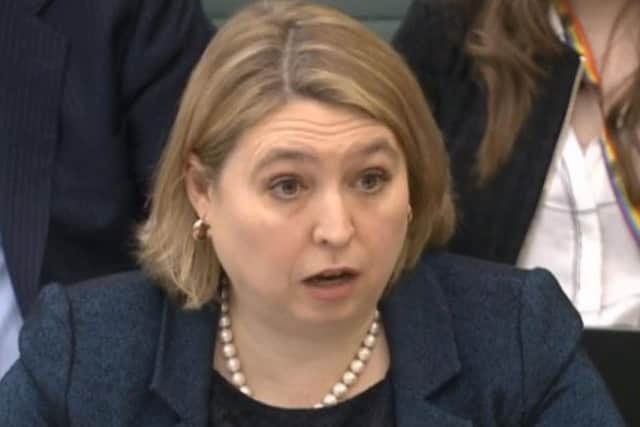 Northern Ireland Secretary Karen Bradley faces the Northern Ireland Affairs Committee in Westminster, London