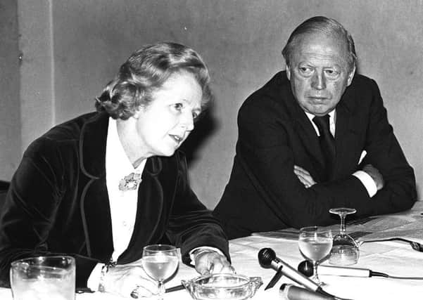 Margaret Thatcher at a press conference at the Dunadry hotel  in Co Antrim with her friend and colleague Airey Neave
 in June 1978. Pacemaker Press