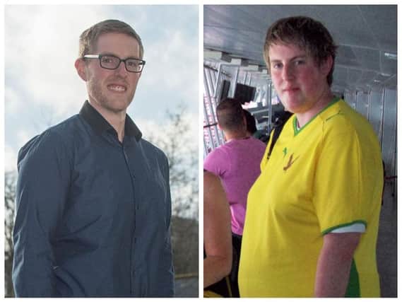 Eoin Coyle after and before he shed a huge 14 stone. (Photos: N.W.R.C.)