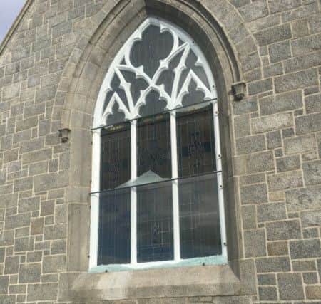 A window at First Presbyterian Church (Non Subscribing) Newry was damaged in the attack.