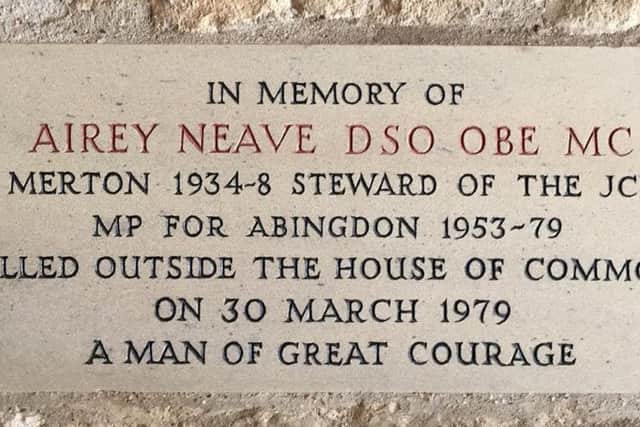 The Airey Neave memorial stone at Merton College, Oxford University
