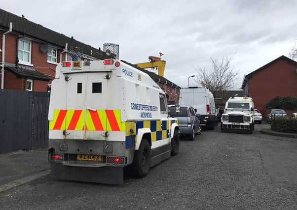 Police during last weeks raids in east Belfast