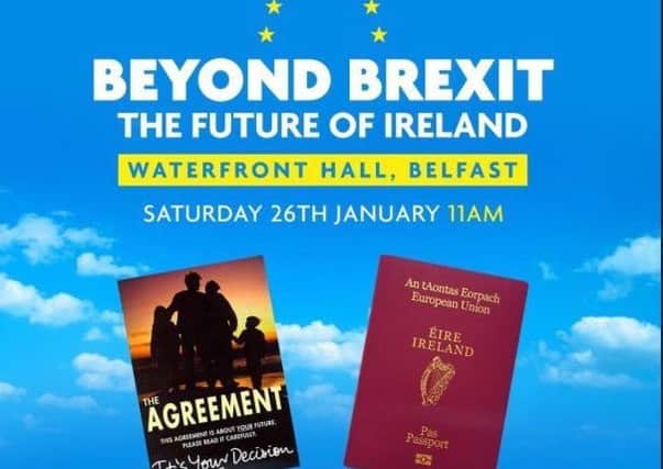 The programme cover of a 'civic nationalism' event at Belfast's Waterfront hall earlier this year that attracted more than 1,500 people
