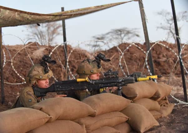 The Kenyan exercise involves simulated battles in heat of up to 40 degrees