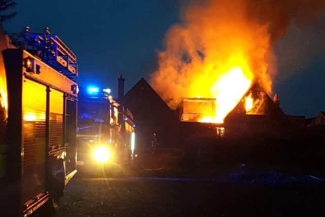 Firefighters from Coleraine, Portstewart and an aerial apppliance from Londonderry fight to bring the blaze at Queens Park under control. PIC: GARETH MCKNIGHT/MCAULEY MULTIMEDIA
