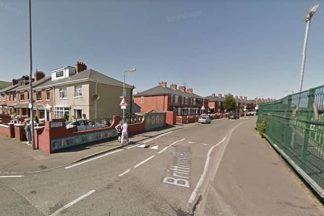 The aggravated burglary occurred at a house in the Brittons Parade area of west Belfast. Pic by Google
