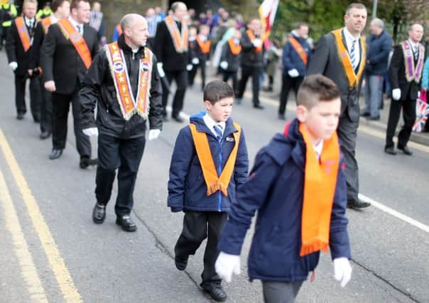 A 

Junior Orange Order parade in Carrickfergus, Co. Antrim.  

Picture by Jonathan Porter/PressEye