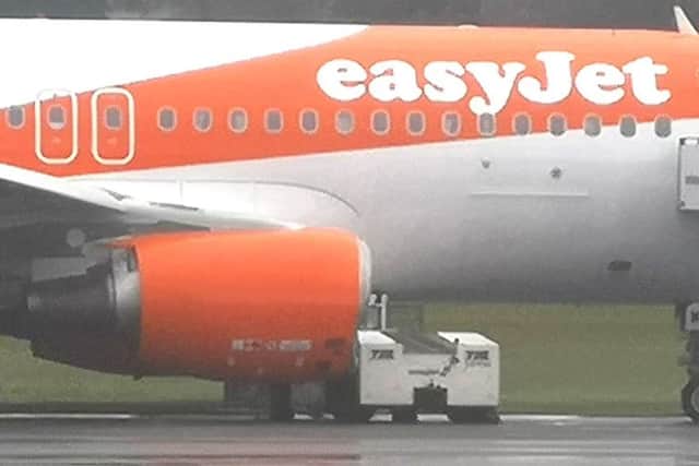 The easyJet plane was involved in a collision with a pushback tug vehicle. Pic: Matthew Steele/McAuley Multimedia