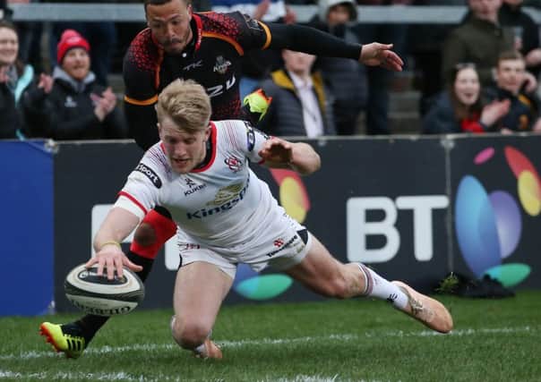 Ulster Rob Lyttle scores a try against  Isuzu Southern Kings in the Guinness PRO14