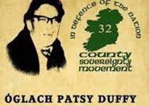 A poster advertising a wreath laying commemoration for IRA man Patsy Duffy