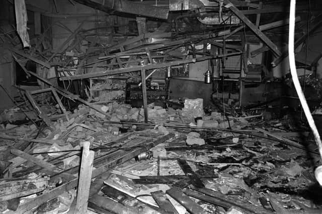 A mass of rubble, the remnants of the Mulberry Bush pub in Birmingham, one of the two pubs in Birmingham where bombs explodedin 1974