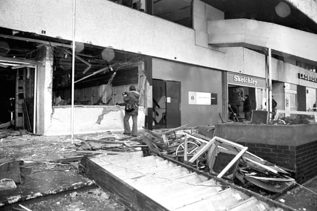 The aftermath of the fatal bomb attack on the Mulberry Bush pub in Birmingham.  Photo: PA Wire