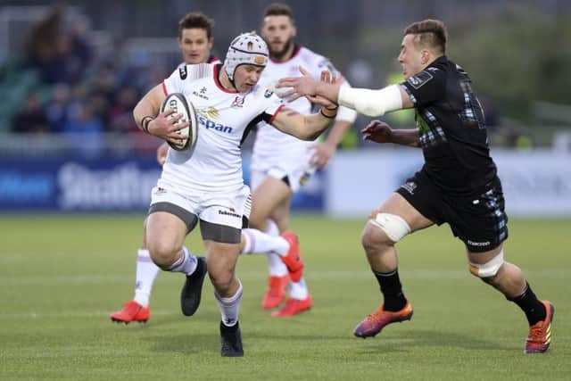Ulster's

Luke Marshall on the attack during the Guinness Pro14 clash against Glasgow