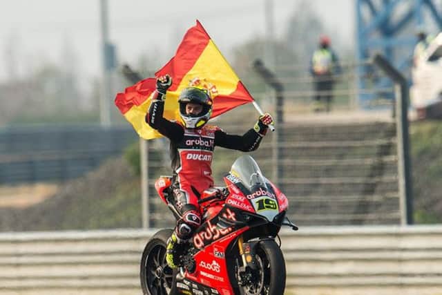 Spain's Alvaro Bautista made it seven wins in a row as he won race one at Aragon on the Aruba.it Ducati.