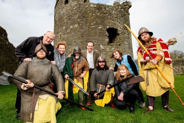The Journeying Beyond Westeros team at Dundrum Castle in Co Down, one of the monuments to be included on the planned heritage trail