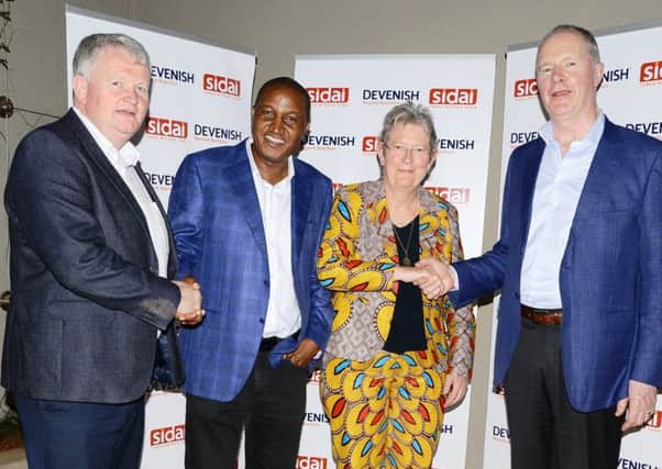 Michael Maguire, East African director at Devenish with Sidai MD Anthony Wainaina, its founder and director Dr Christie Peacock CBE and Devenish chairman Owen Brennan during a recent visit by the firm to Kenya