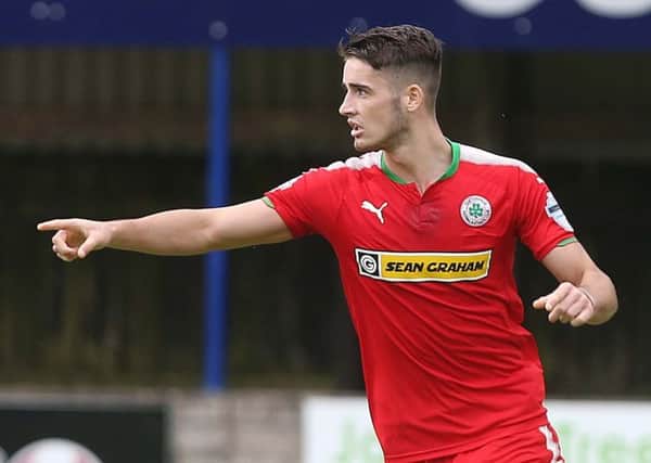 Jay Donnelly in action for Cliftonville earlier this season. Photo by Aidan O'Reilly/Pacemaker Press