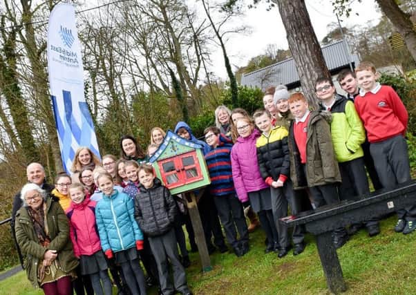 Pupils from Cairncastle PS help Mid and East Antrim Borough Council to design and build a Free Little Library in Carnfunnock Country Park.