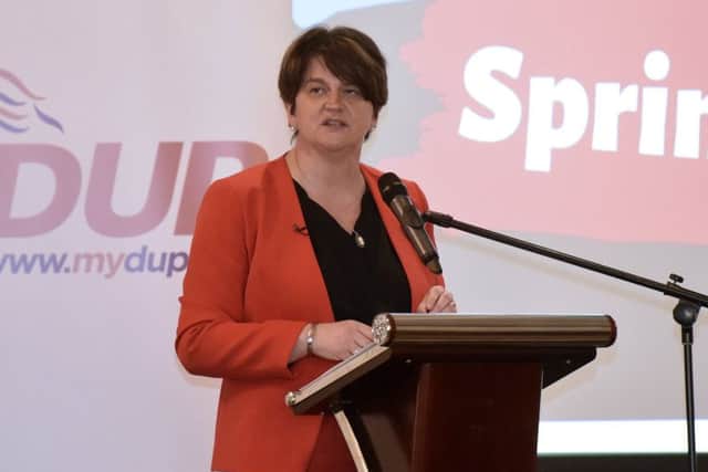 DUP leader Arlene Foster pictured at the DUP's annual spring conference held at the Silverbirch Hotel in Omagh .
Photo by Stephen Hamilton/Presseye