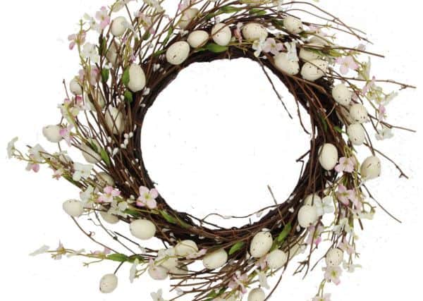 Undated Handout Photo of Bring In Nature  Twig Wreath with Eggs & Pink Blossom, £45, visit www.giselagraham.co.uk for stockists. See PA Feature INTERIORS Easter. Picture credit should read: Gisela Graham/PA. WARNING: This picture must only be used to accompany PA Feature INTERIORS Easter. WARNING: This picture must only be used with the full product information as stated above.