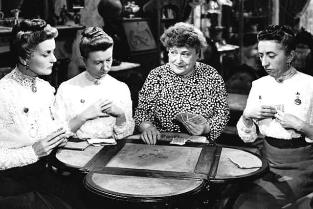 Moyna MacGill, Irene Ryan, Florence Bates and Margaret Hamilton, in Texas, Brooklyn and Heaven, 1948