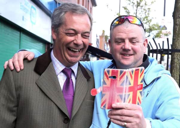 UKIP leader Nigel Farage on the streets of south Belfast (Sandy Row) in 2016