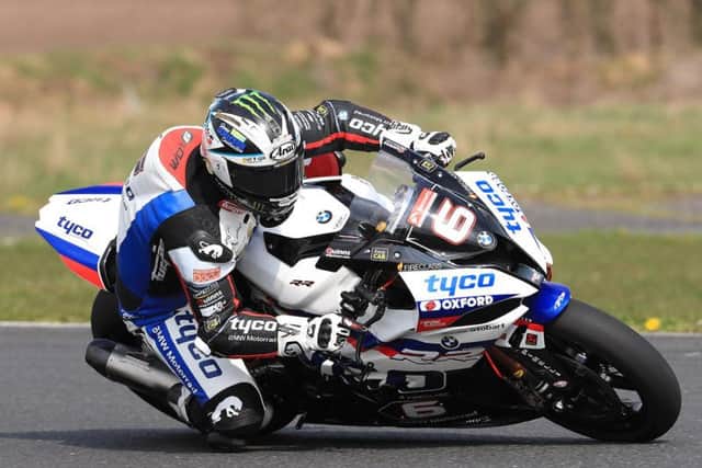 Isle of Man TT star Michael Dunlop testing the new Tyco BMW at Kirkistown on Thursday.