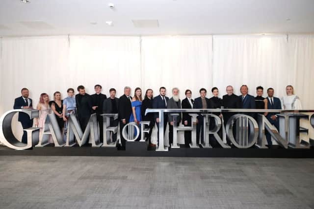 Richard Dormer, Maisie Williams, Kerry Ingram, Gemma Whelan, Pilou Asbaek, Issac Hempstead Wright, Joe Dempsie, Conleth Hill, Hannah Murray, Jerome Flynn, John Bradley, Chris Newman, Bernadette Caulfield, Kit Harington, Carice van Houten, Liam Cunningham, Richard Dormer, Nathalie Emmanuel, Jacob Anderson, and Sophie Turner attending the Game of Thrones UK premiere. Pic: Liam McBurney/PA Wire