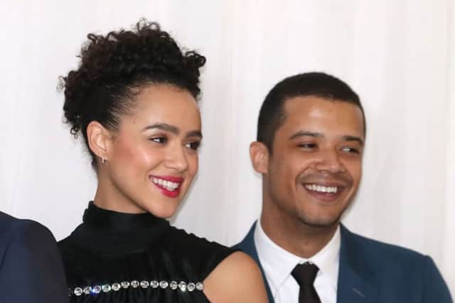 Nathalie Emmanuel (left) and Jacob Anderson attending the Game of Thrones Premiere, held at Waterfront Hall, Belfast. Pic: Liam McBurney/PA Wire