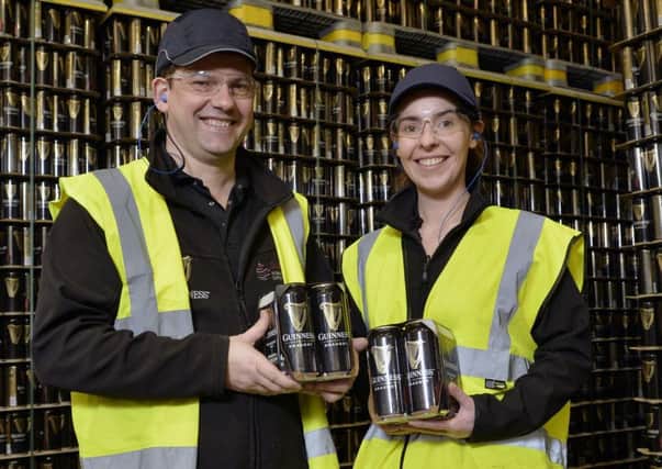 Graeme Pollock and Mary Devlin at Diageos packaging facility in Belfast