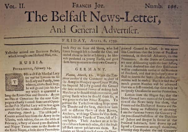 The Belfast News Letter of April 6 1739 (April 17 modern calendar)