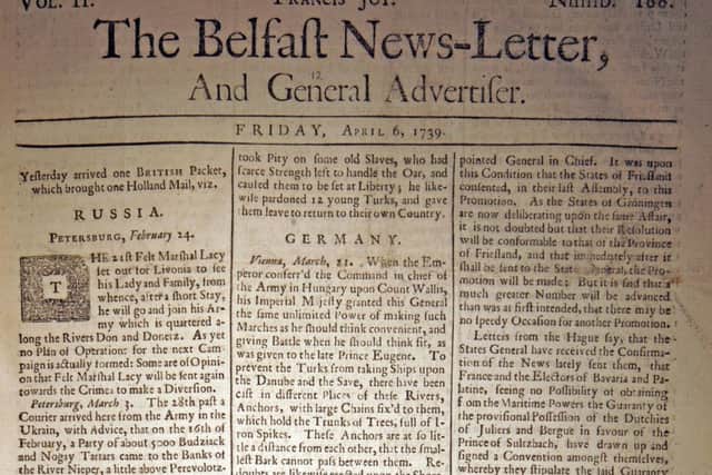 The Belfast News Letter of April 6 1739 (April 17 in the modern calendar)